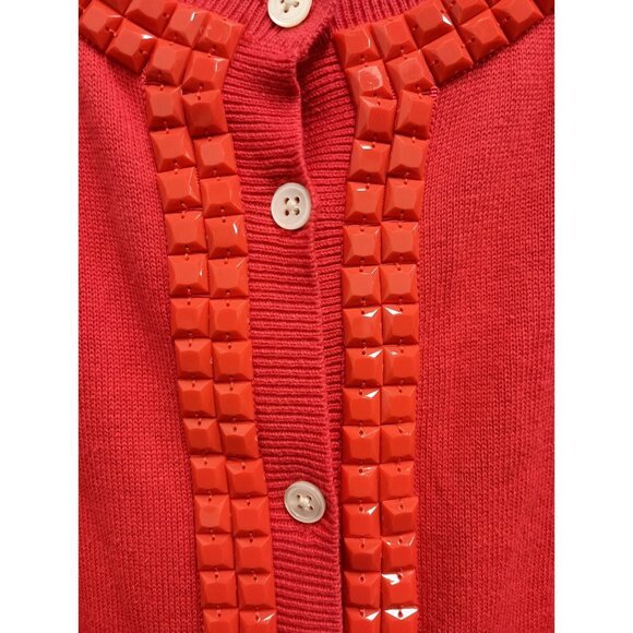 Banana Republic Cardigan Womens Size XL Pink Embellished Preppy Button Up NEW - Picture 3 of 12